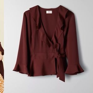 ARITZIA LITTLE MOON Julep Blouse in Truffle